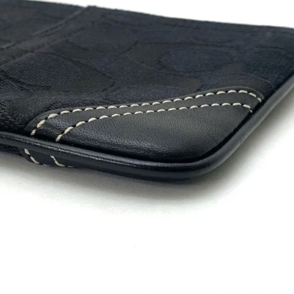 Coach Women's Leather Trimmed Black Signature C Wristlet - Picture 10 of 12